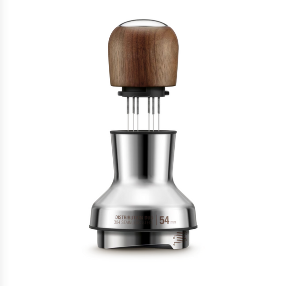 Joyeee Tamper à Café 58 Mm – Distributeur Et Niveleur, Base En Acier Inoxydable, Profondeur Réglable, Poignée Ergonomique, Pour Porte-filtre 59 Mm