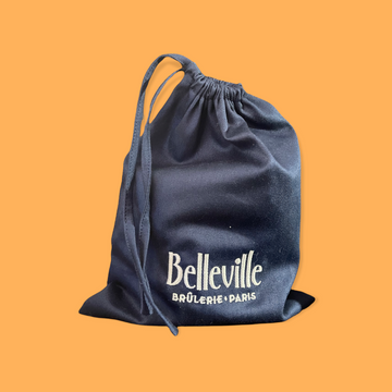 Belleville - Pochette en coton Bleu marine brodée